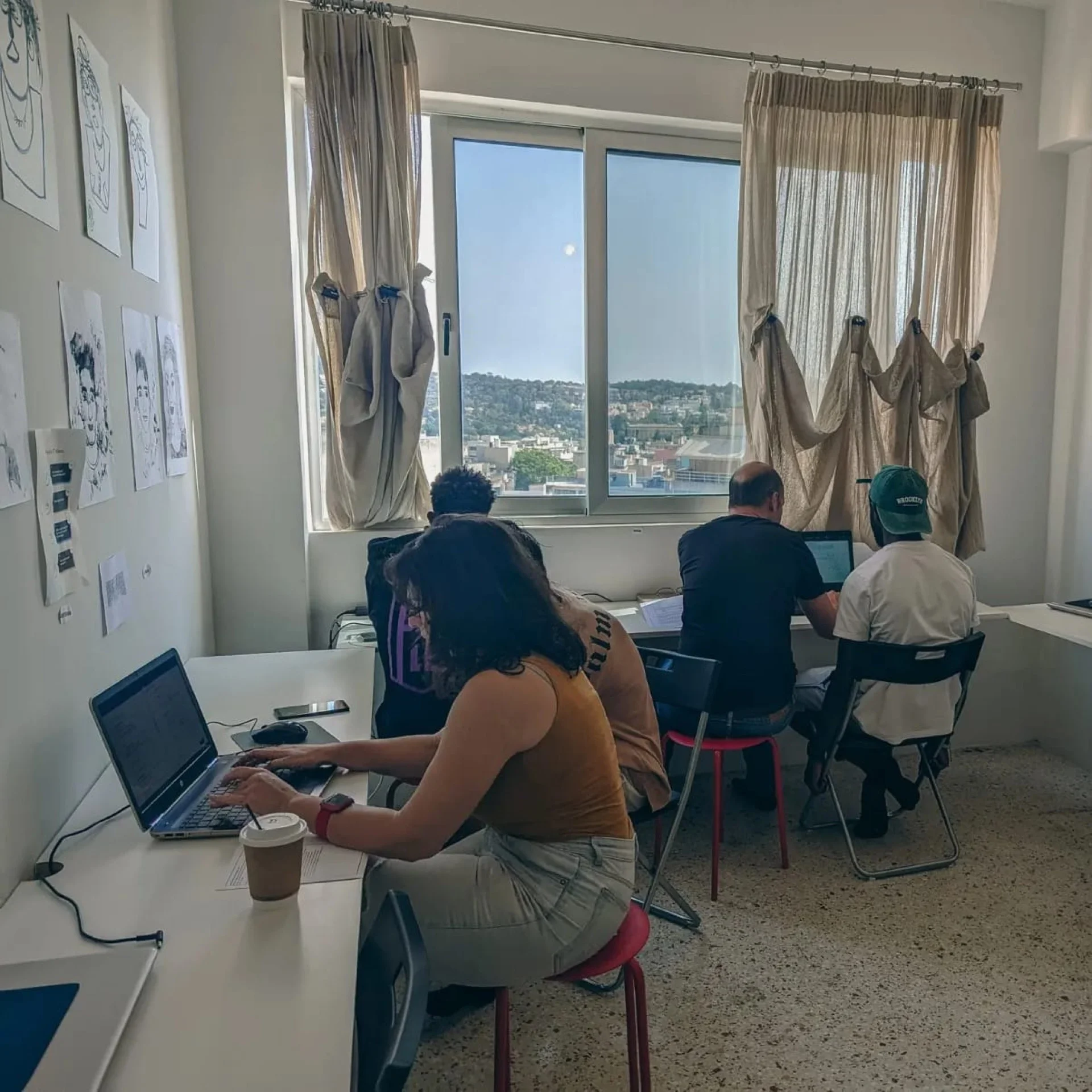 Students working on computers